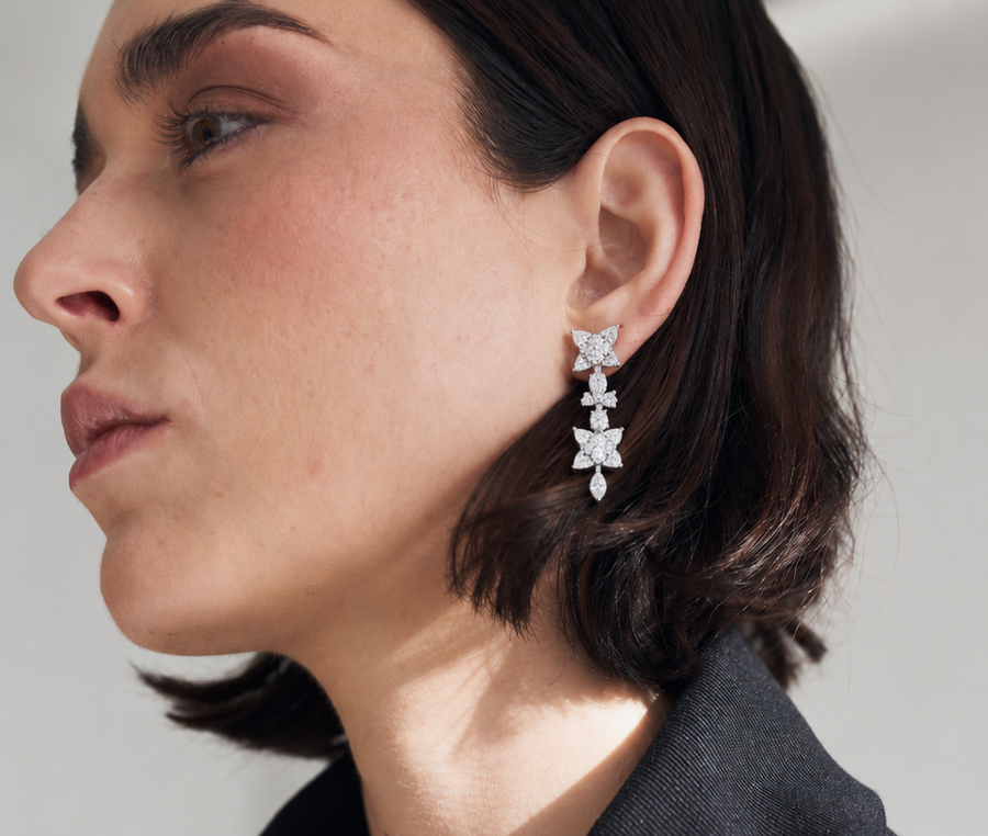 Diamond Butterfly Drop Earrings