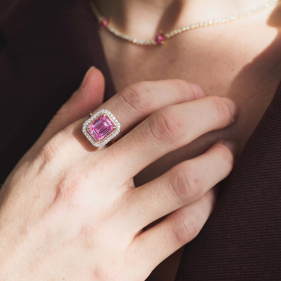Amethyst Halo Ring
