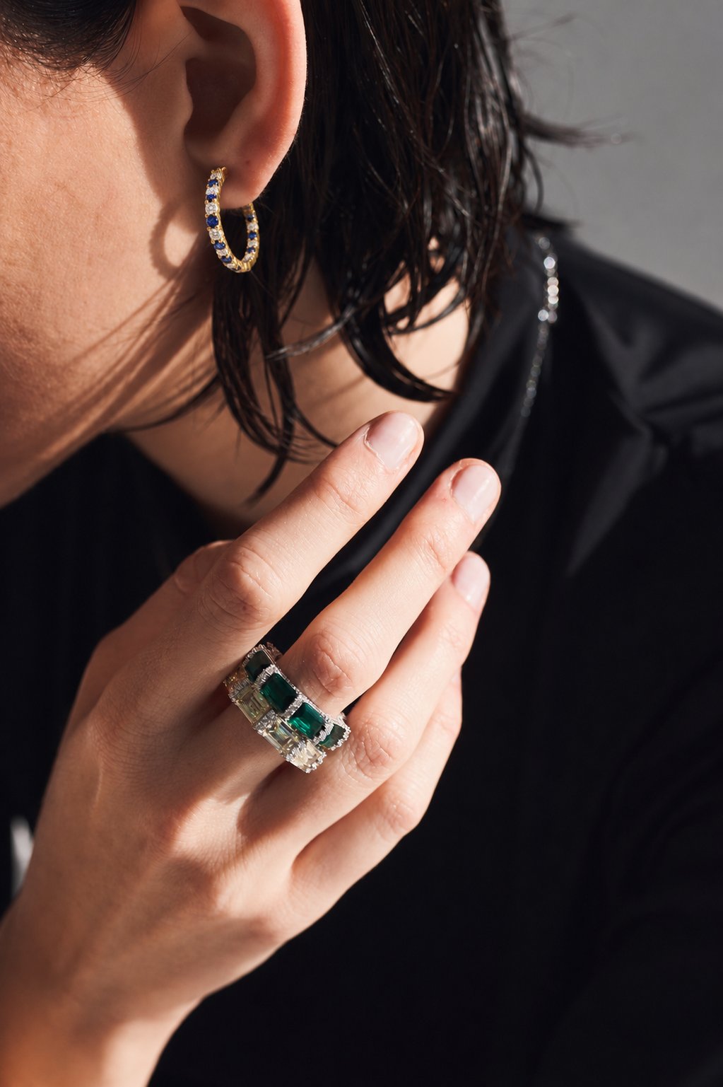 Azure Diamond Hoops