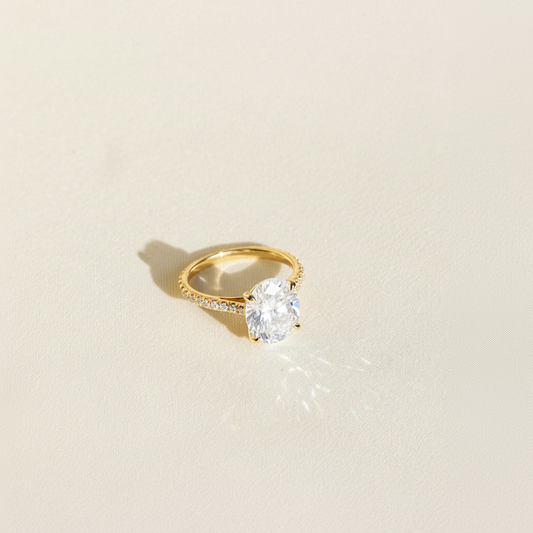 Oval Solitaire Pavé Ring