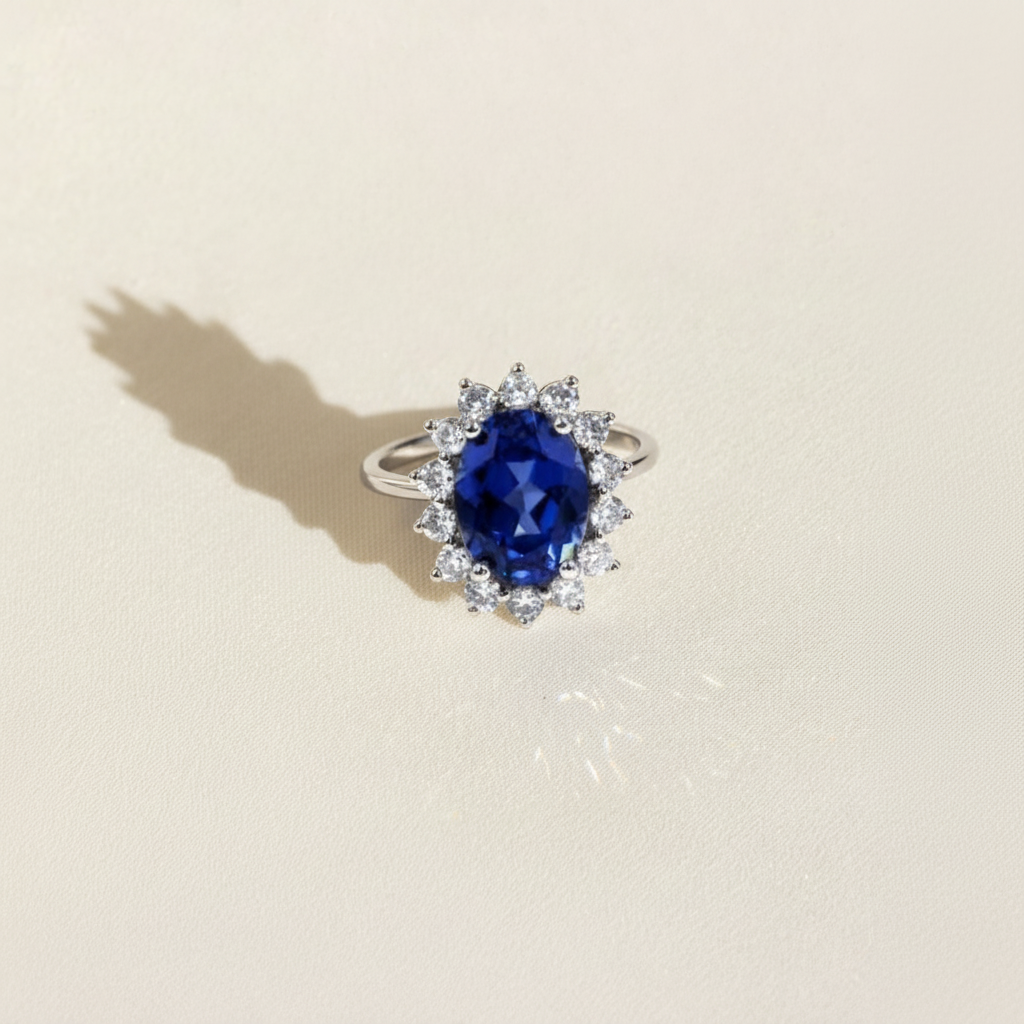 Cobalt Star Halo Ring