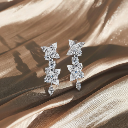 Diamond Butterfly Drop Earrings