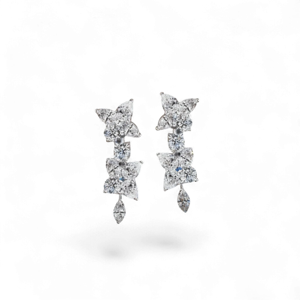 Diamond Butterfly Drop Earrings