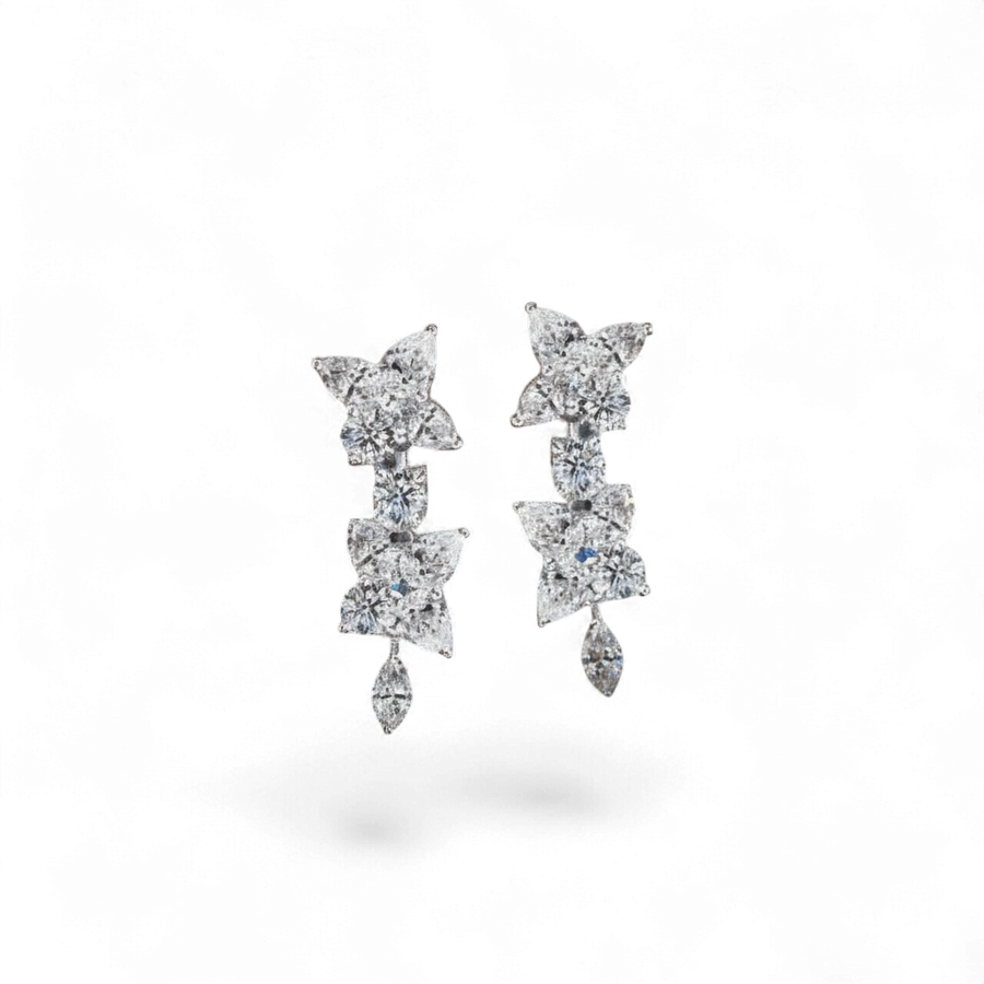 Diamond Butterfly Drop Earrings