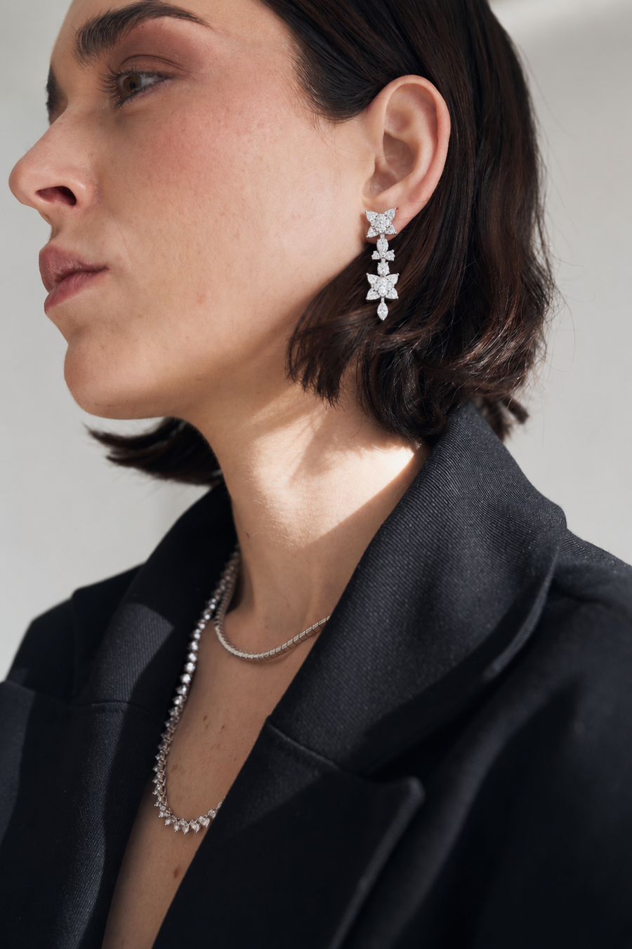 Diamond Butterfly Drop Earrings