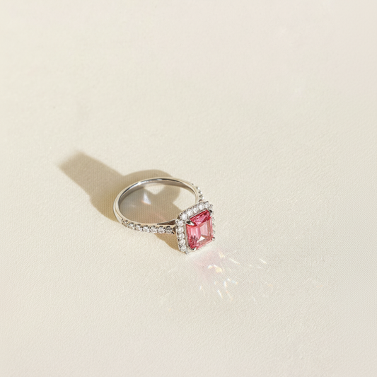 Pink Radiant Halo Ring