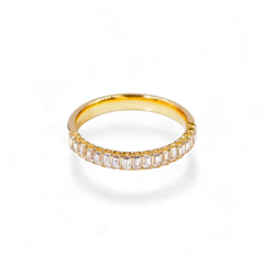 AVA & SSILAQUÉ Anillo de oro amarillo de 14K con diamantes baguette, talla 6