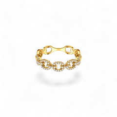 AVA & SSILAQUÉ Aurelia Link Band de oro amarillo de 14K con diamantes redondos de laboratorio.