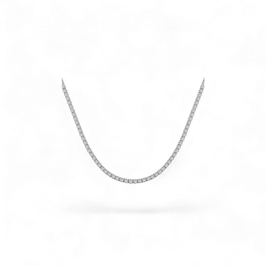 AVA & SSILAQUÉ collar de plata 925 con baño de rodio y circonitas, 31+7cm de largo, 3mm de ancho de piedra, 10.92g de peso.