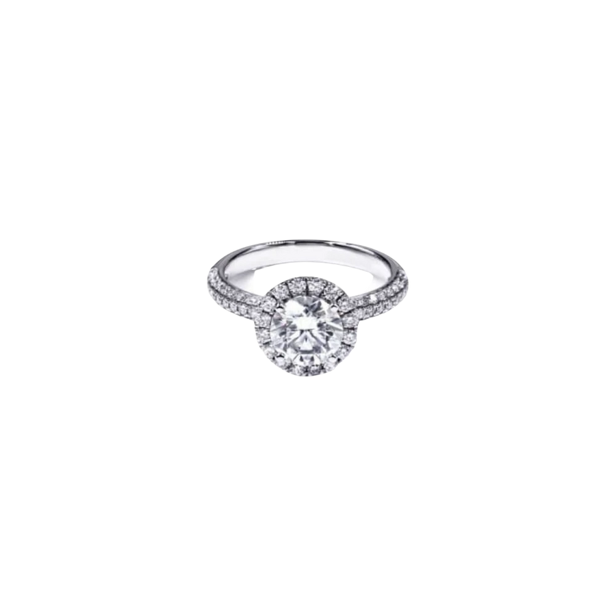 AVA & SSILAQUÉ Halo Classic anillo de oro blanco de 14K con diamante redondo de laboratorio de 1.7 quilates y detalles de diamantes redondos.