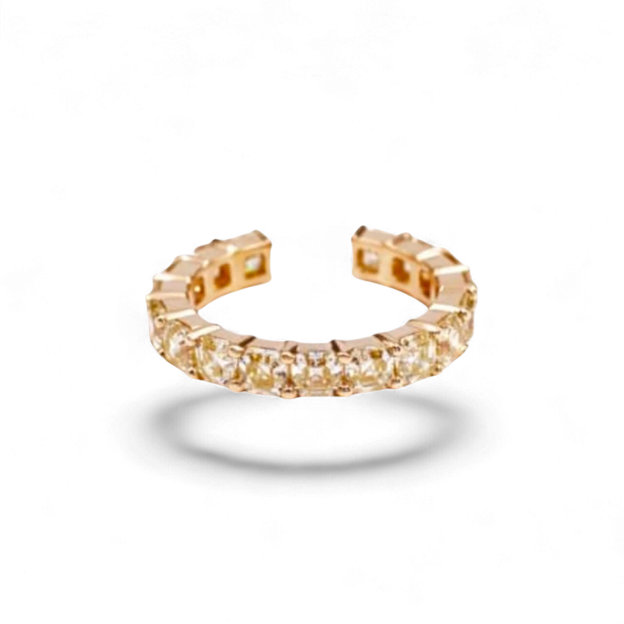 AVA & SSILAQUÉ Helios Asscher Band de oro amarillo de 14K con diamantes amarillos talla Asscher.