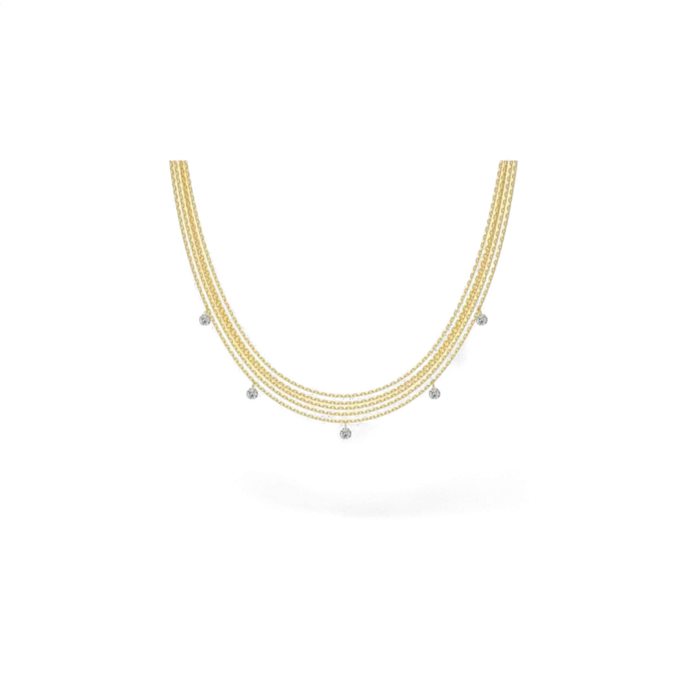 AVA & SSILAQUÉ ORIOL collar de oro de 18 quilates con múltiples cadenas y cinco colgantes de circonita cúbica.
