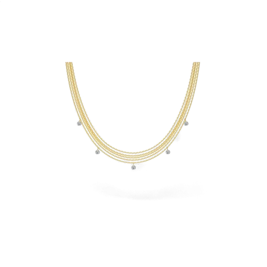 AVA & SSILAQUÉ ORIOL collar de oro de 18 quilates con múltiples cadenas y cinco colgantes de circonita cúbica.