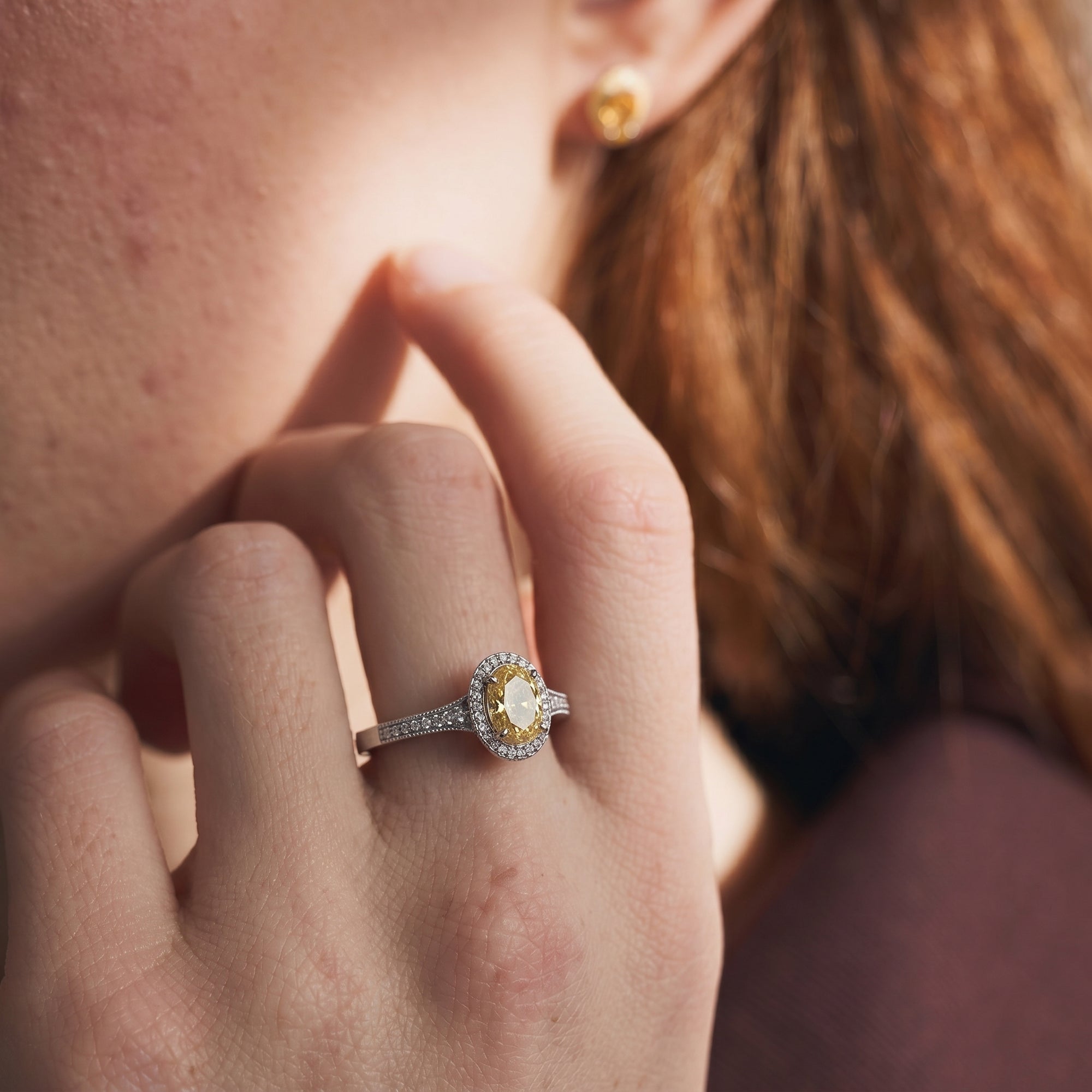 Gilded Oval Pavé Ring