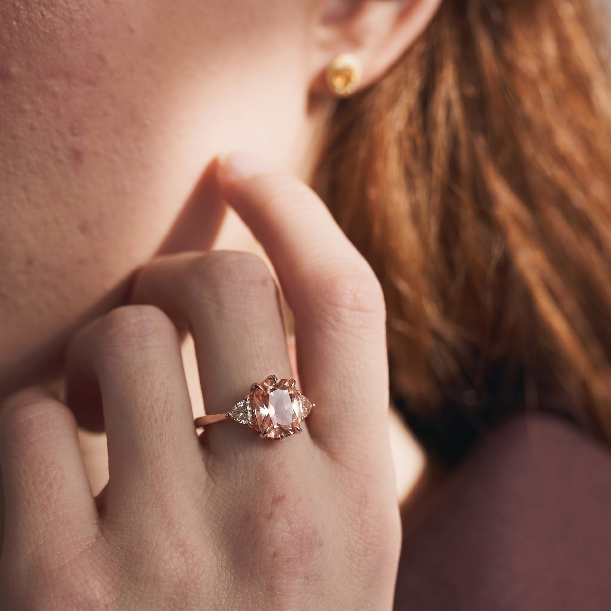 Rosé Crest Cushion Ring
